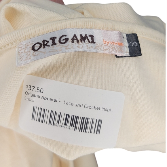 ✨️NWT✨️ ORIGAMI by Vivian - Cream Lace & Crochet - Picture 7 of 15